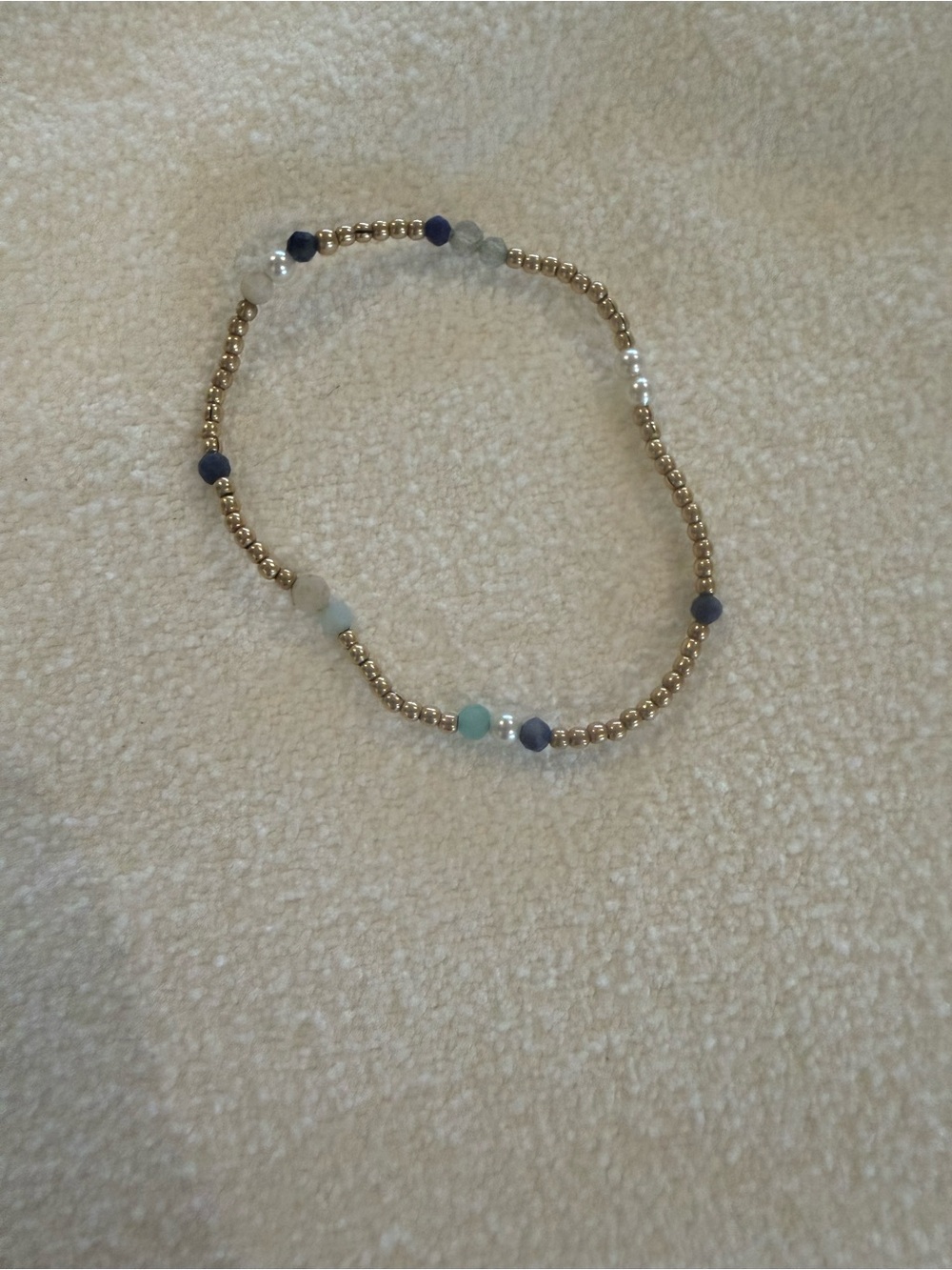 ENewton Egirl 5.5 Gold Bead Bracelet with Blue, Pearl and Clear Accents - Picture 2 of 2